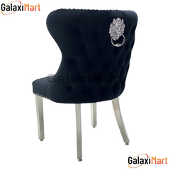 2 Valentino Lion Knocker Velvet Luxury Dining Chairs, Tufted button