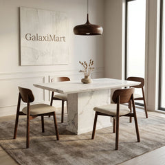 Clara Cream Chairs White Marble 150cm Dining Set