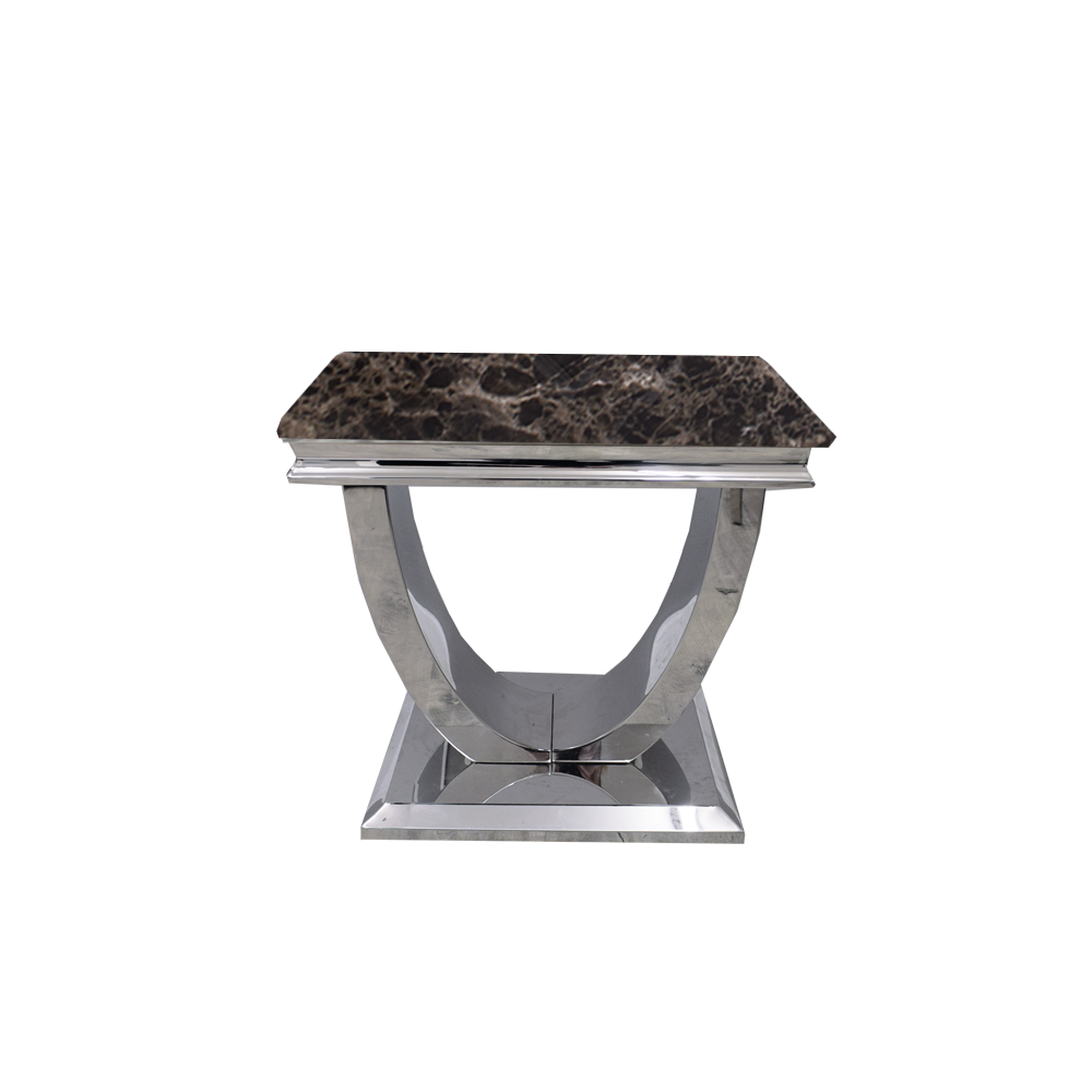 Ariel Marble & Chrome Lamp Table – Modern Side Table