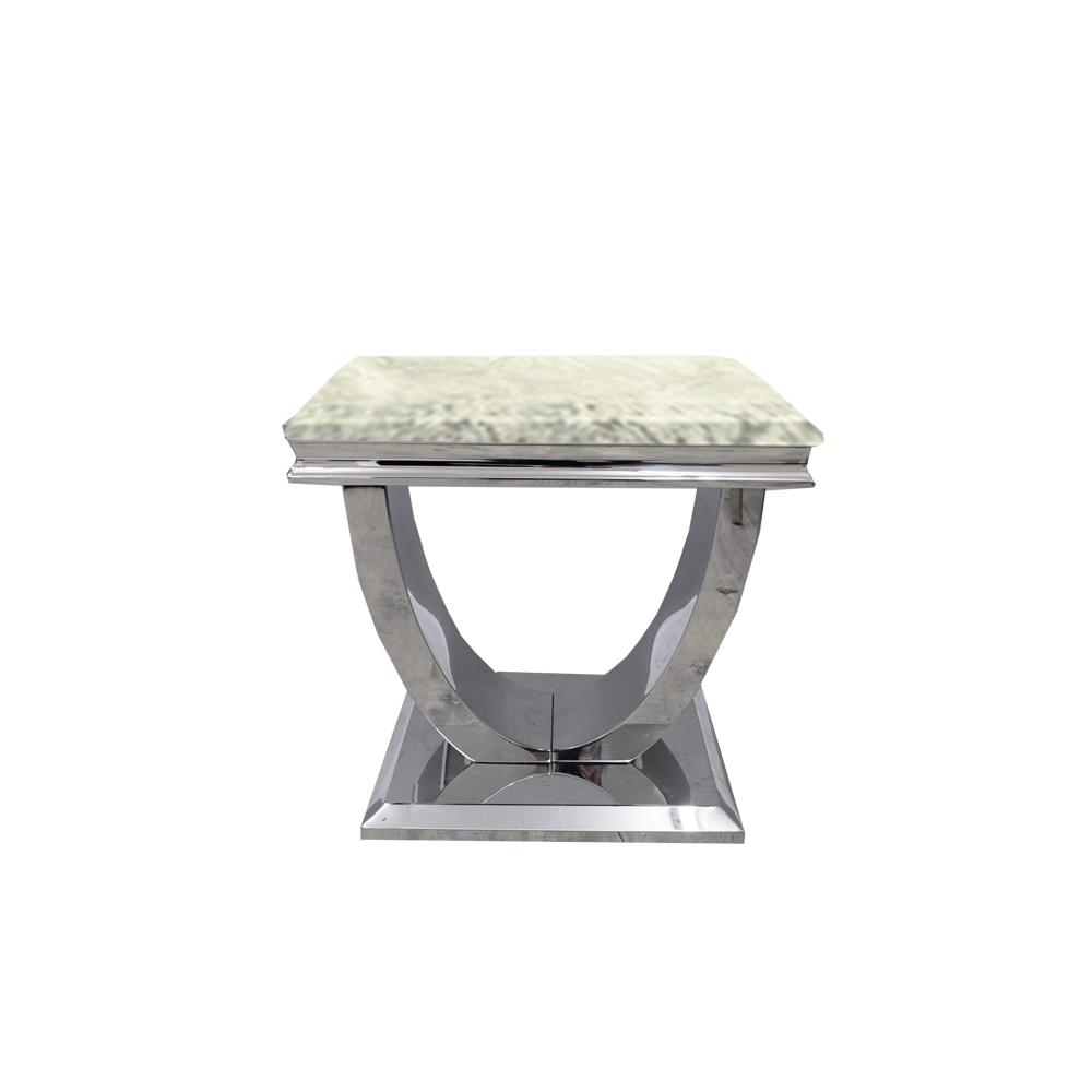 Ariel Marble & Chrome Lamp Table – Modern Side Table