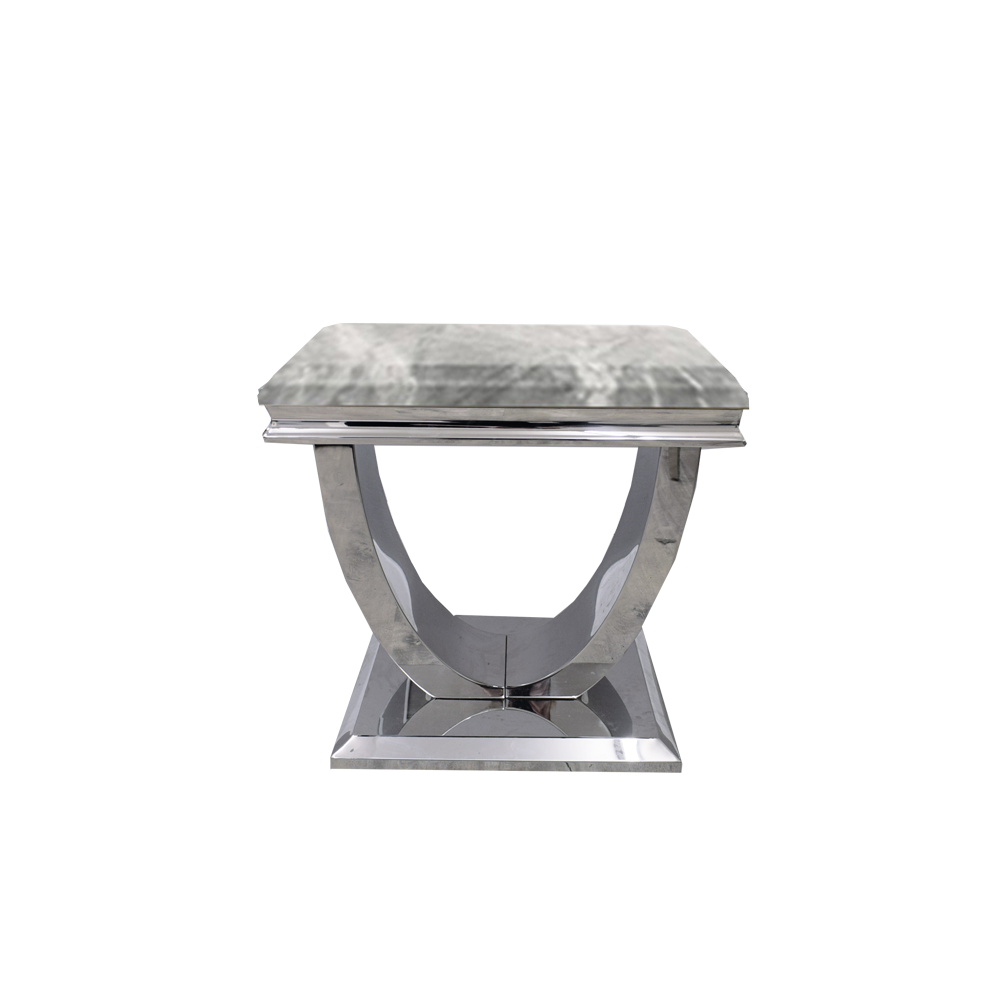Ariel Marble & Chrome Lamp Table – Modern Side Table