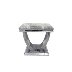 Ariel Marble & Chrome Lamp Table – Modern Side Table