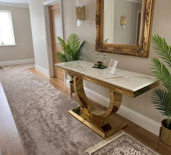 Arianna Luxury Marble Console Table - Gold Circular Base & Premium Finish