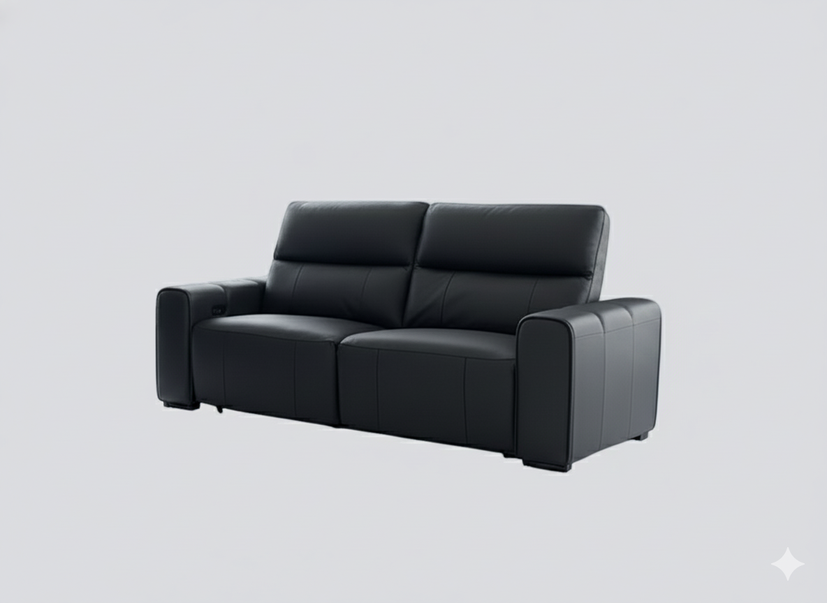Bellagio Genuine Leather Electric Recliner Sofa Black 2 and 3 Seater