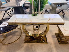 Arianna Luxury Marble Console Table - Gold Circular Base & Premium Finish