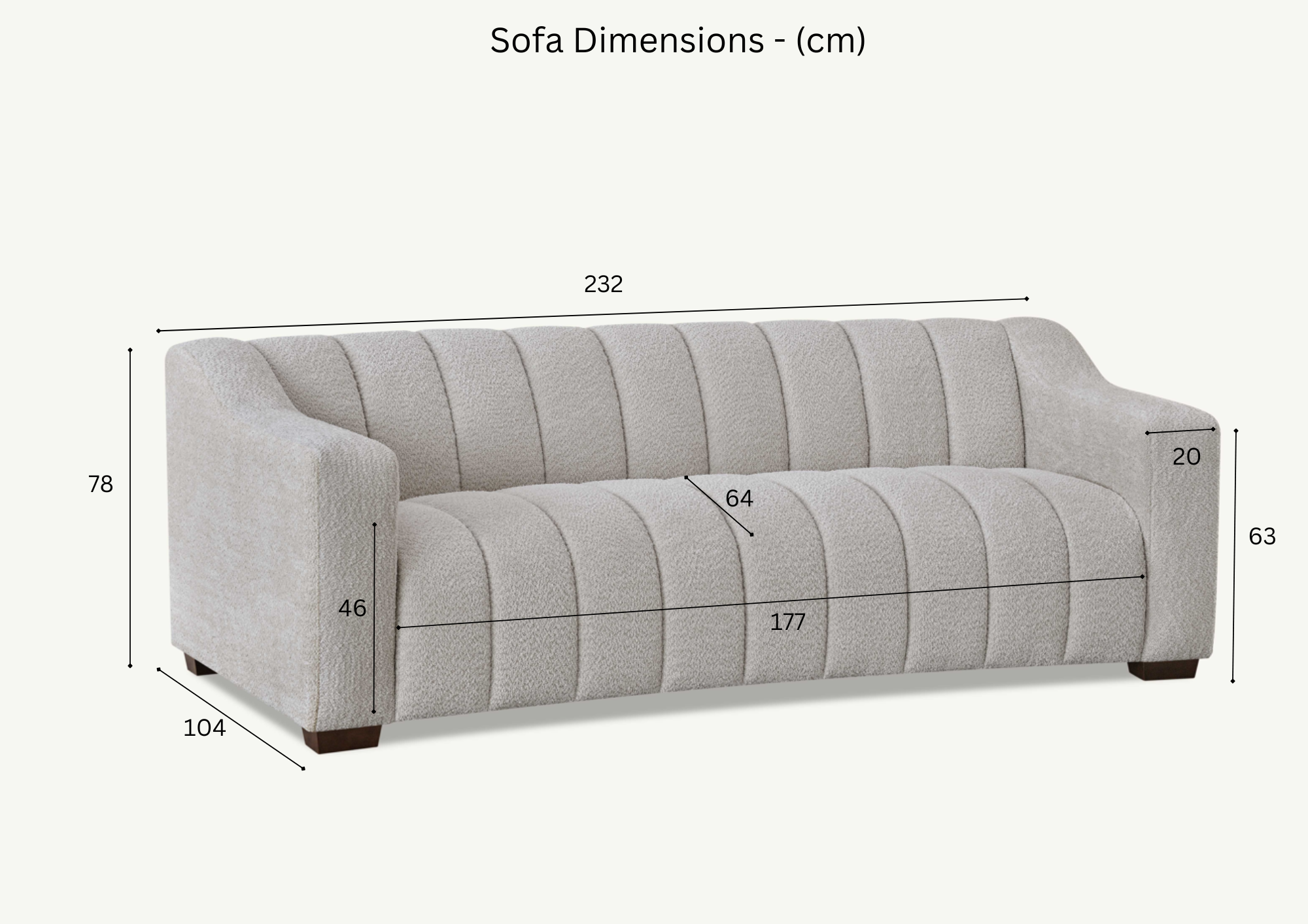 Astoria 3 Seater Sofa in Iron Boucle