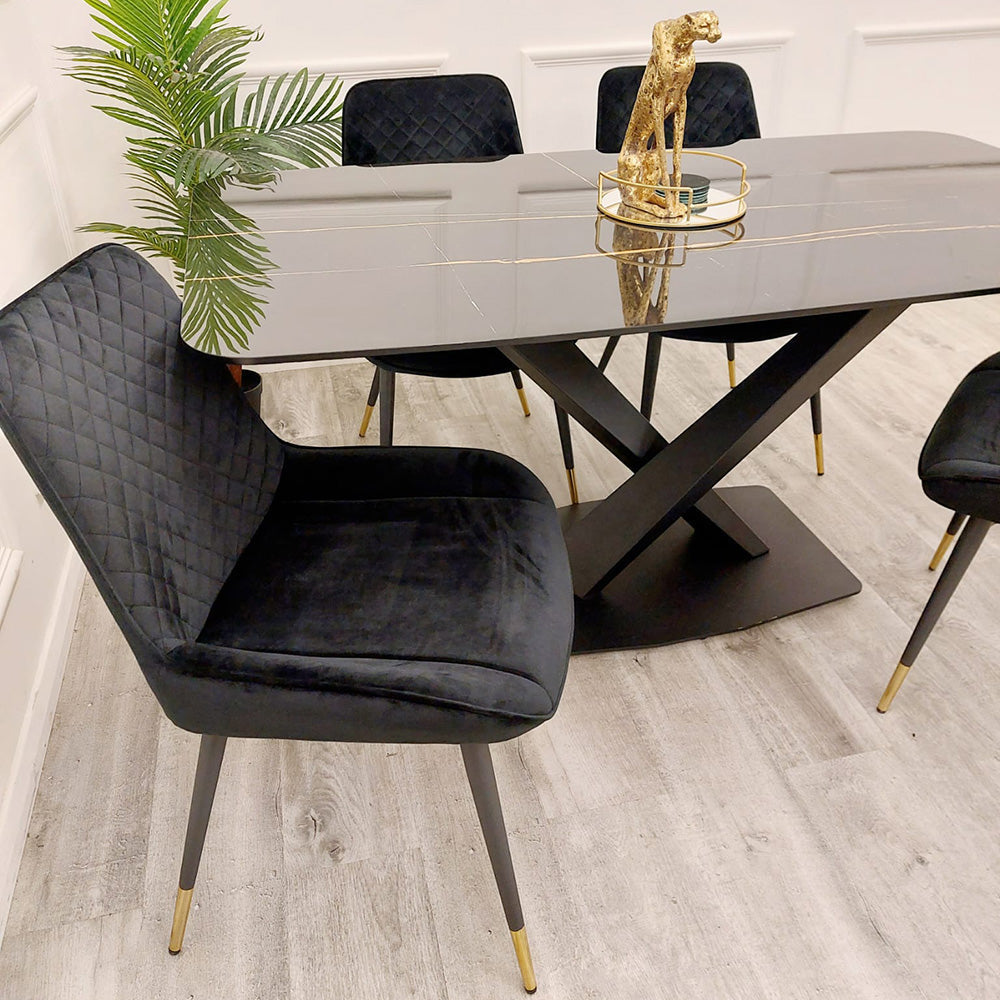 Apollo 1.6 Black Dining Table with Black Sintered Stone – Modern Dining Table for Dining Room