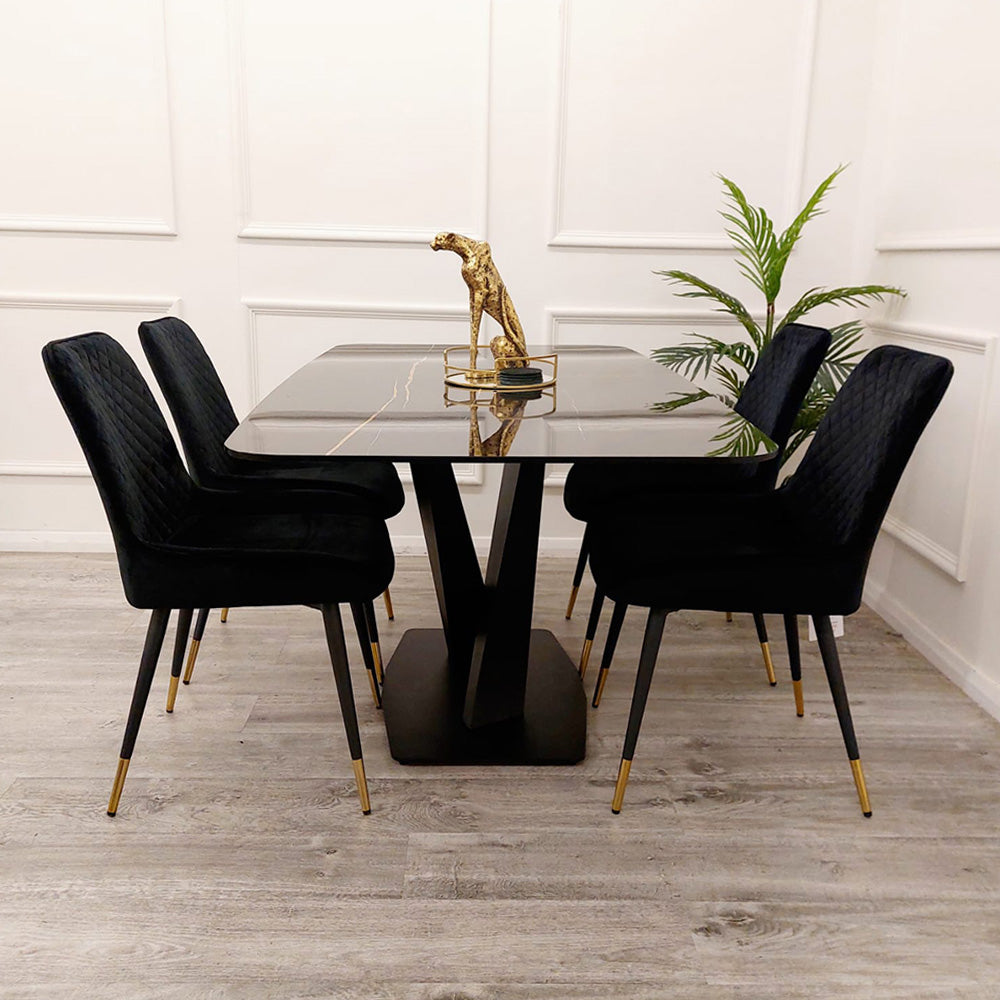 Apollo 1.6 Black Dining Table with Black Sintered Stone – Modern Dining Table for Dining Room