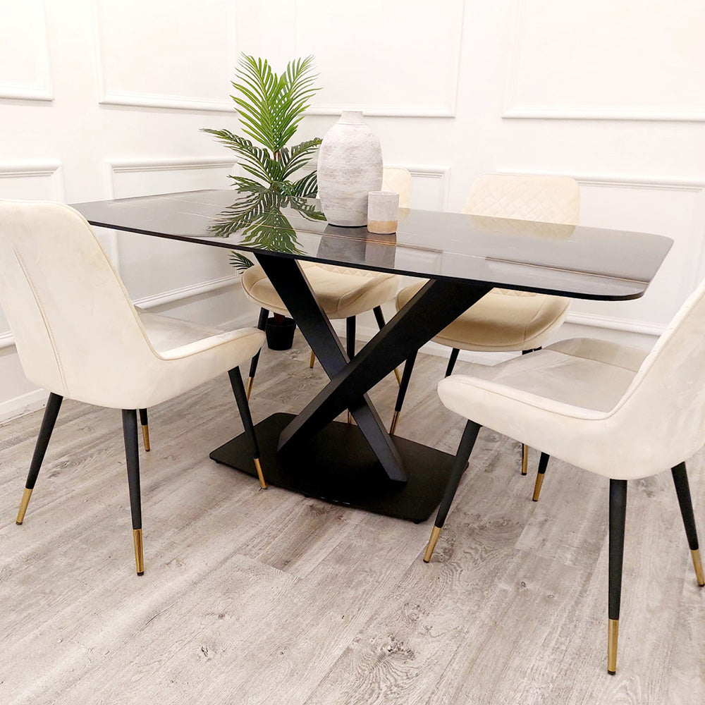Apollo 1.6 Black Dining Table with Black Sintered Stone – Modern Dining Table for Dining Room