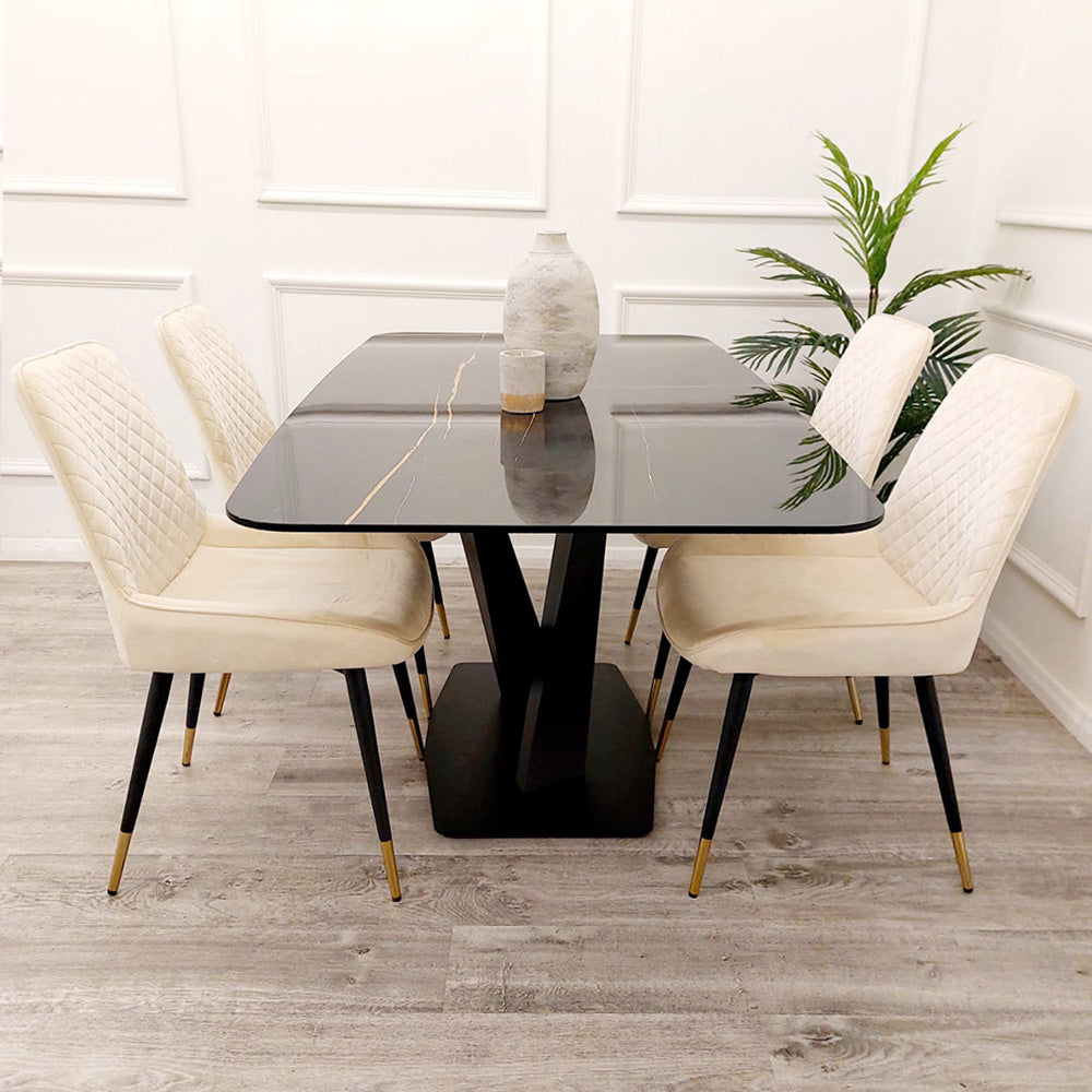 Apollo 1.6 Black Dining Table with Black Sintered Stone – Modern Dining Table for Dining Room