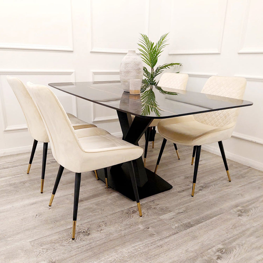 Apollo 1.6 Black Dining Table with Black Sintered Stone – Modern Dining Table for Dining Room