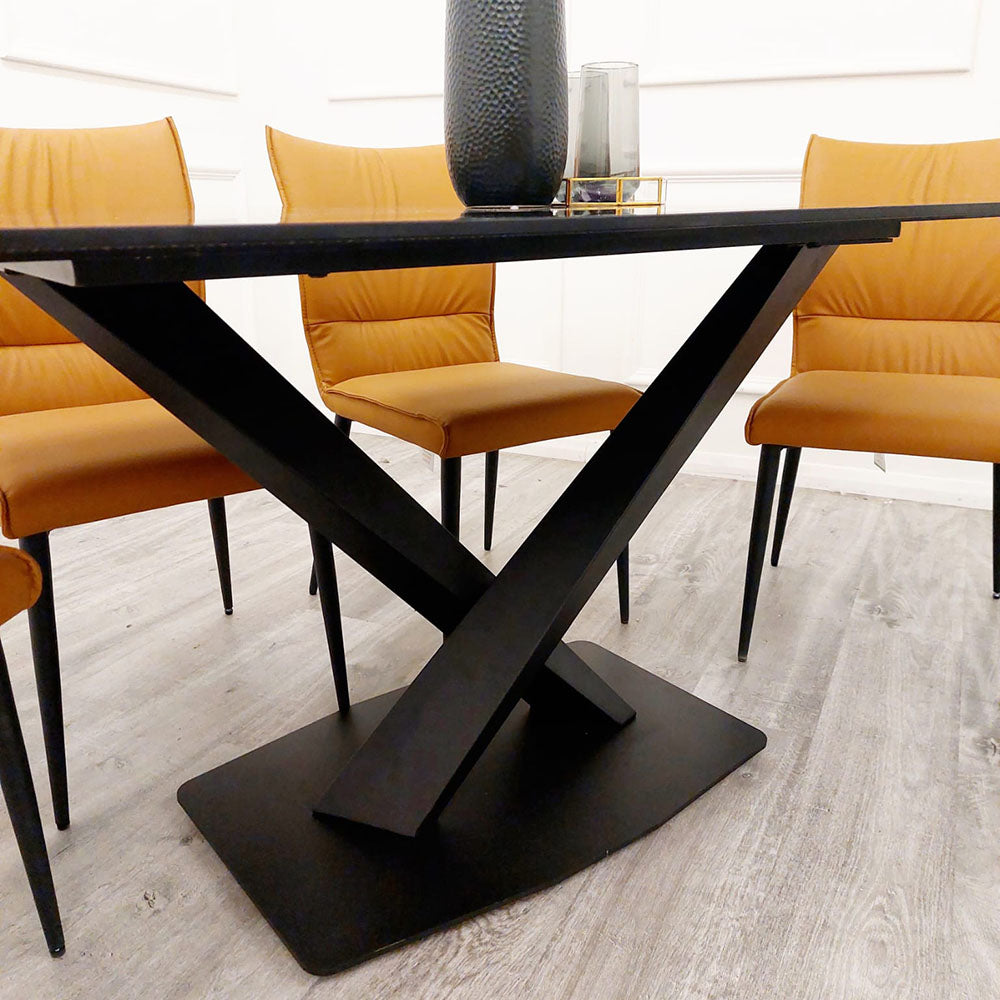 Apollo 1.6 Black Dining Table with Black Sintered Stone – Modern Dining Table for Dining Room