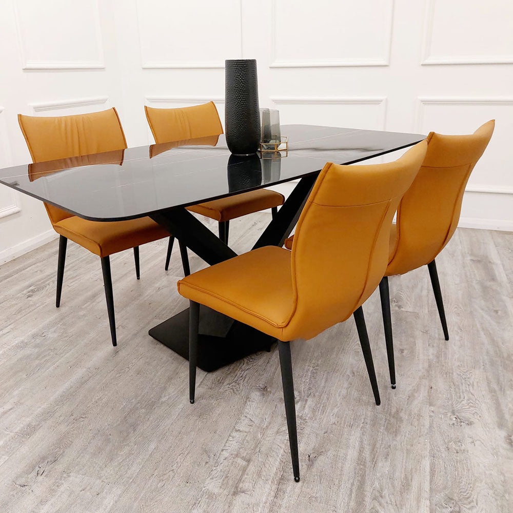 Apollo 1.6 Black Dining Table with Black Sintered Stone – Modern Dining Table for Dining Room