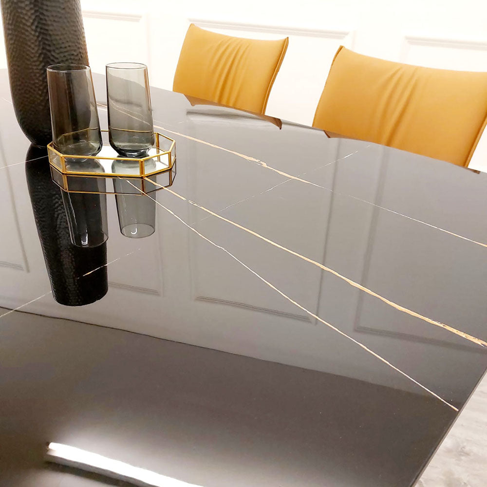 Apollo 1.6 Black Dining Table with Black Sintered Stone – Modern Dining Table for Dining Room
