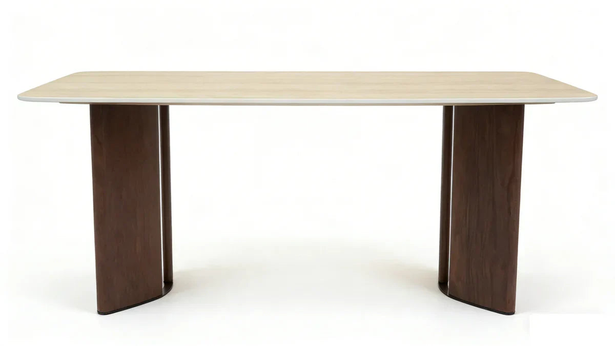Almira 180cm Walnut & Travertine Dining Table