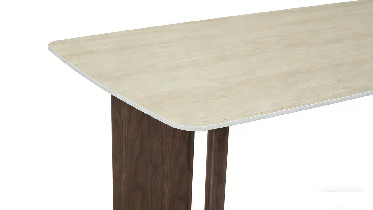 Almira 180cm Walnut & Travertine Dining Table