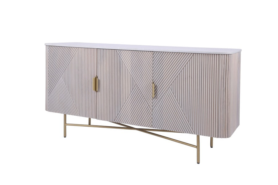 Amiri 3 Door Sideboard Mango Wood & Marble Luxury Storage Unit