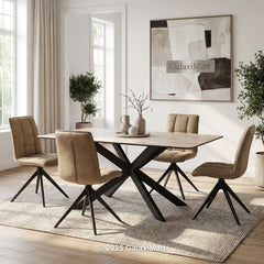 Apollo Sand Dining Table with Dining Chairs Luxury Dining Set