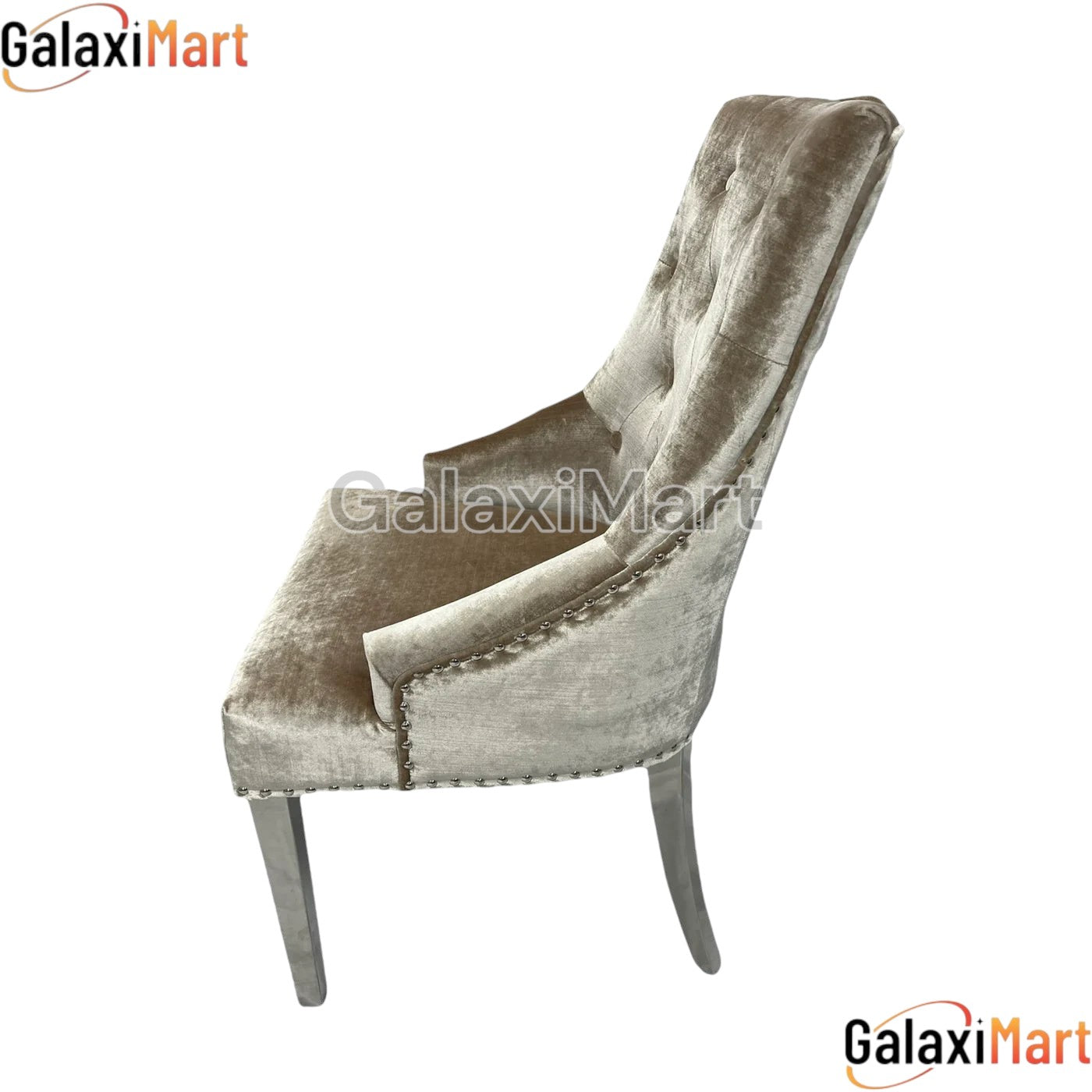 Bologna 130cm Round Mixed Brown Marble Dining Table with Mink Plain Back Ring Knocker Velvet Dining Chairs