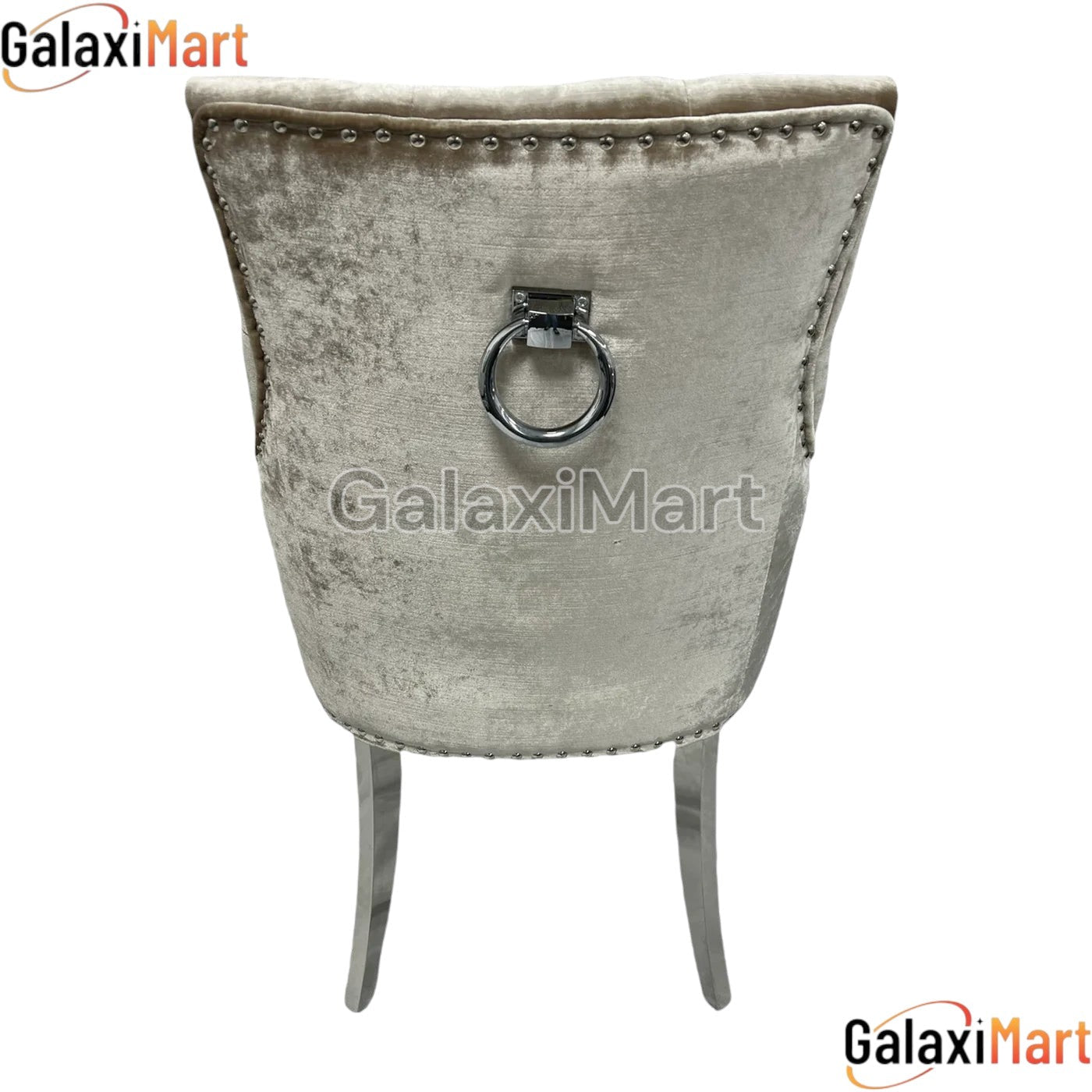 Bologna 130cm Round Mixed Brown Marble Dining Table with Mink Plain Back Ring Knocker Velvet Dining Chairs
