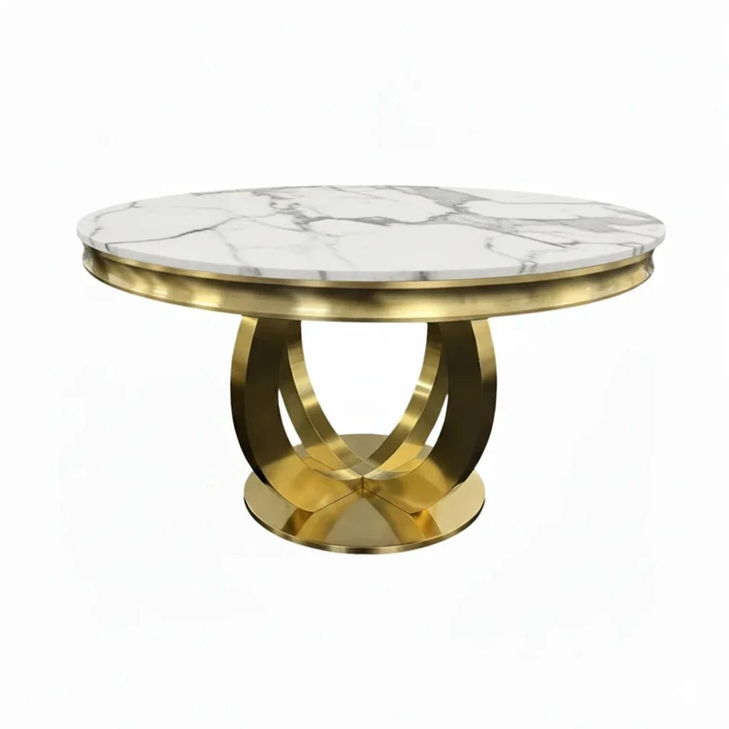 Chelsea Gold Round Marble Dining Table