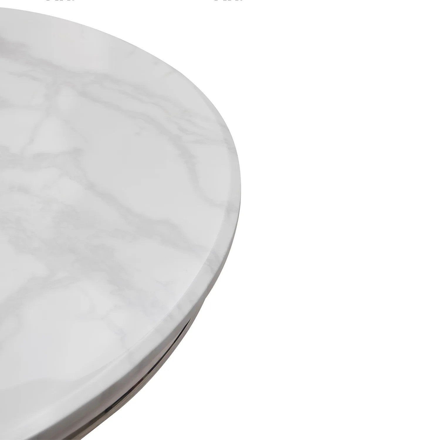 Bologna 130cm white round marble dining table with plain back silver grey ring knocker velvet chairs