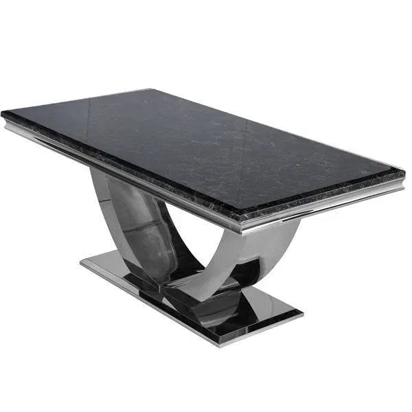 Ariel Marble & Chrome Dining Table – Modern Luxury Dining Table