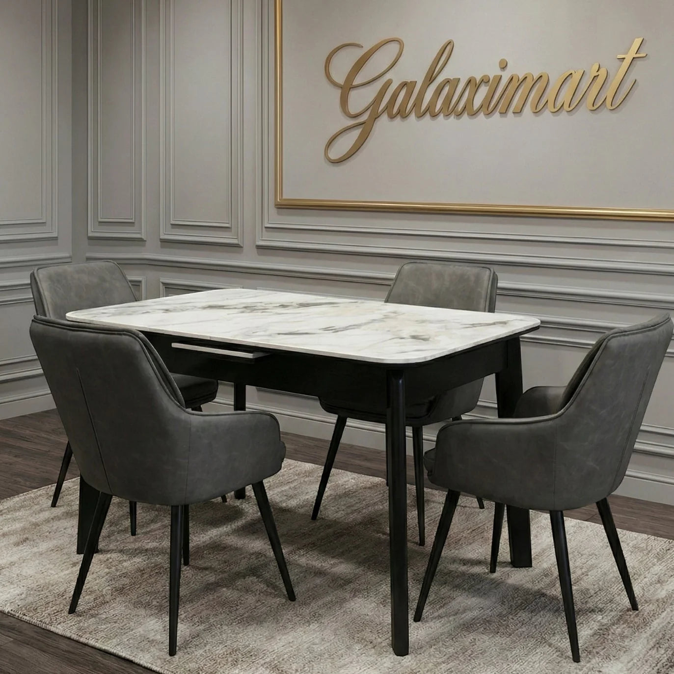 Arizona 130-160cm Extending Cream Gold Ceramic Dining Table With Palermo Chairs