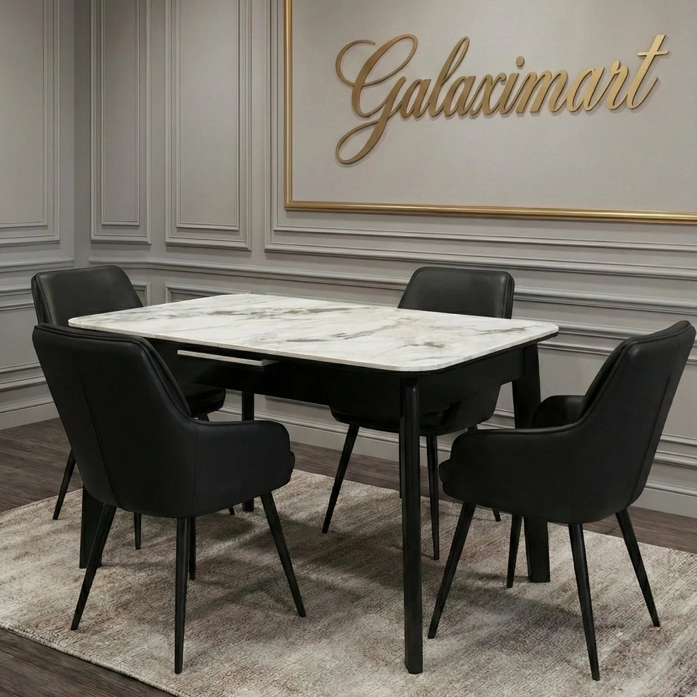 Arizona 130-160cm Extending Cream Gold Ceramic Dining Table With Palermo Chairs