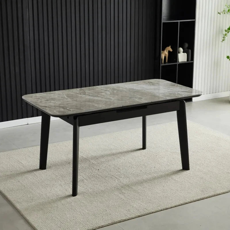 Arizona 130-160cm Extending Grey Ceramic Dining Table with Monza Grey Fabric Chairs