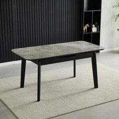Arizona 130-160cm Extending Grey Ceramic Dining Table with Monza Grey Fabric Chairs