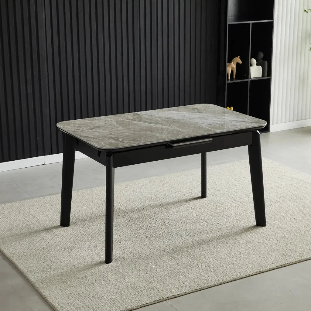 Arizona 130-160cm Extending Grey Ceramic Dining Table with Monza Grey Fabric Chairs