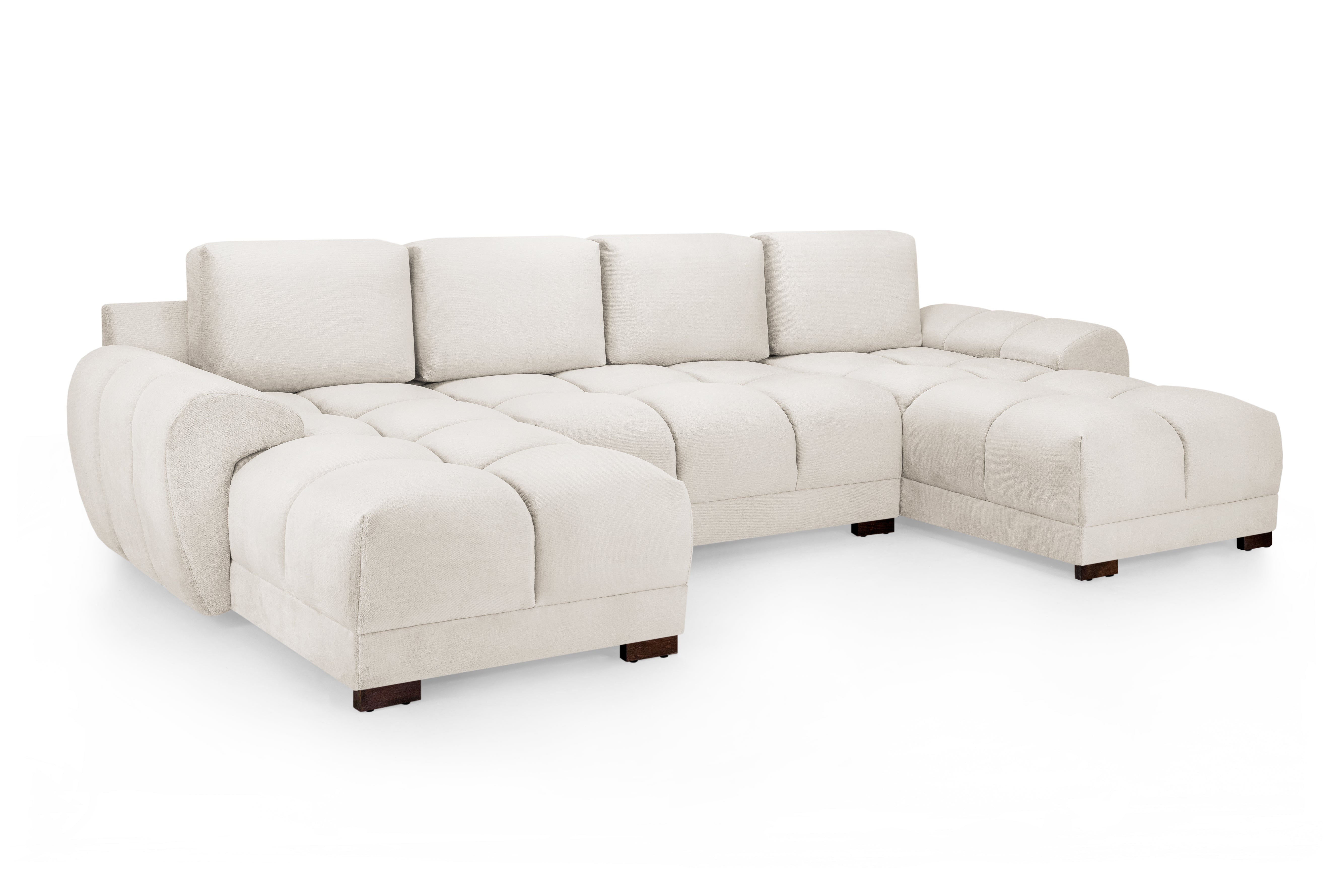 Azzuro Cream Velvet U-Shape Corner Sofa