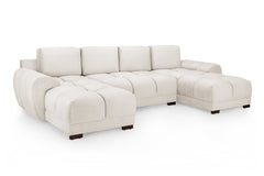 Azzuro Cream Velvet U-Shape Corner Sofa