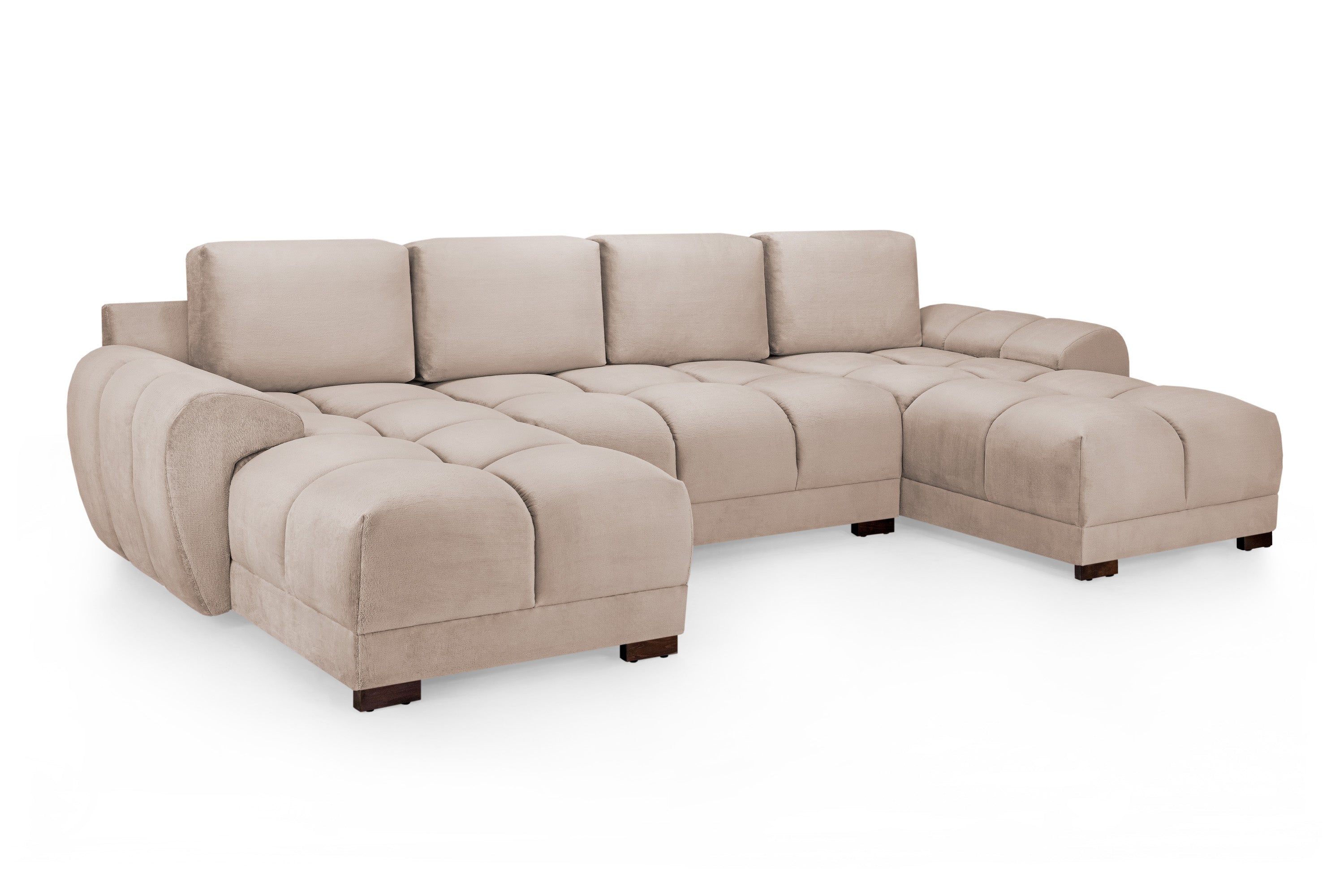 Azzuro Mocha Velvet U-Shape Corner Sofa