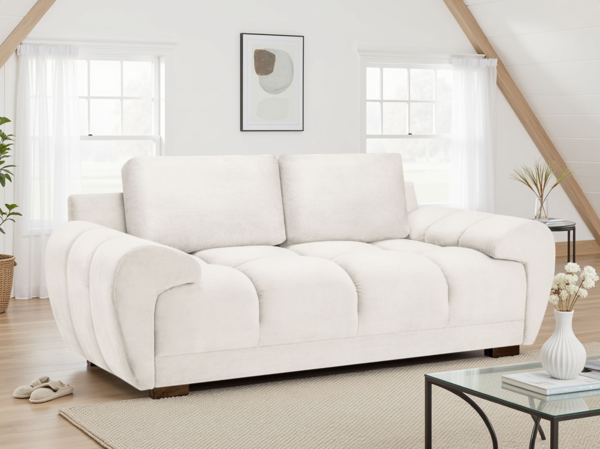 Azzuro Cream Velvet 2 & 3 Seater Sofa Bed