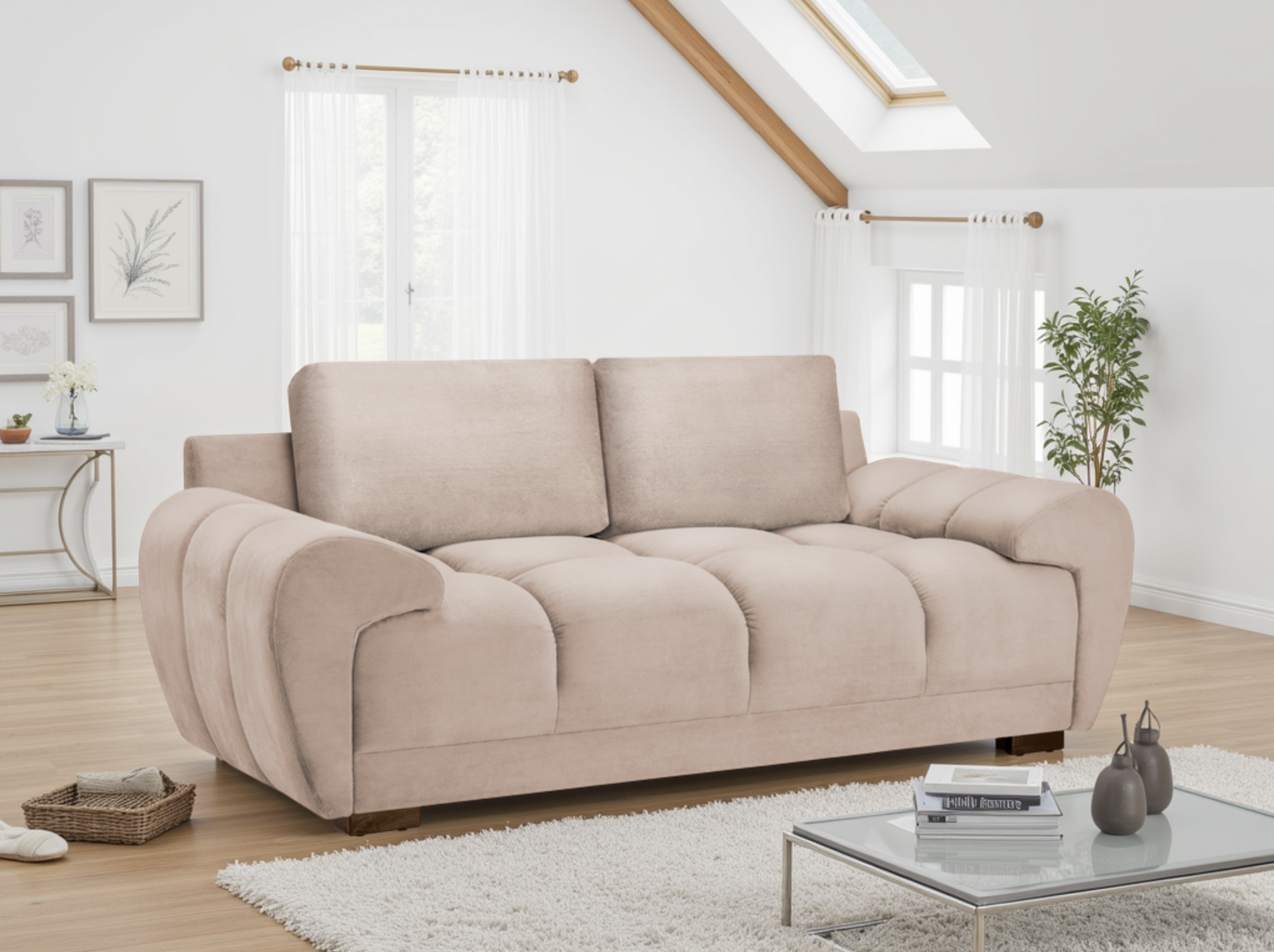 Azzuro Mocha Velvet 2 & 3 Seater Sofa Bed