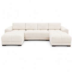 Azzuro Cream Velvet U-Shape Corner Sofa