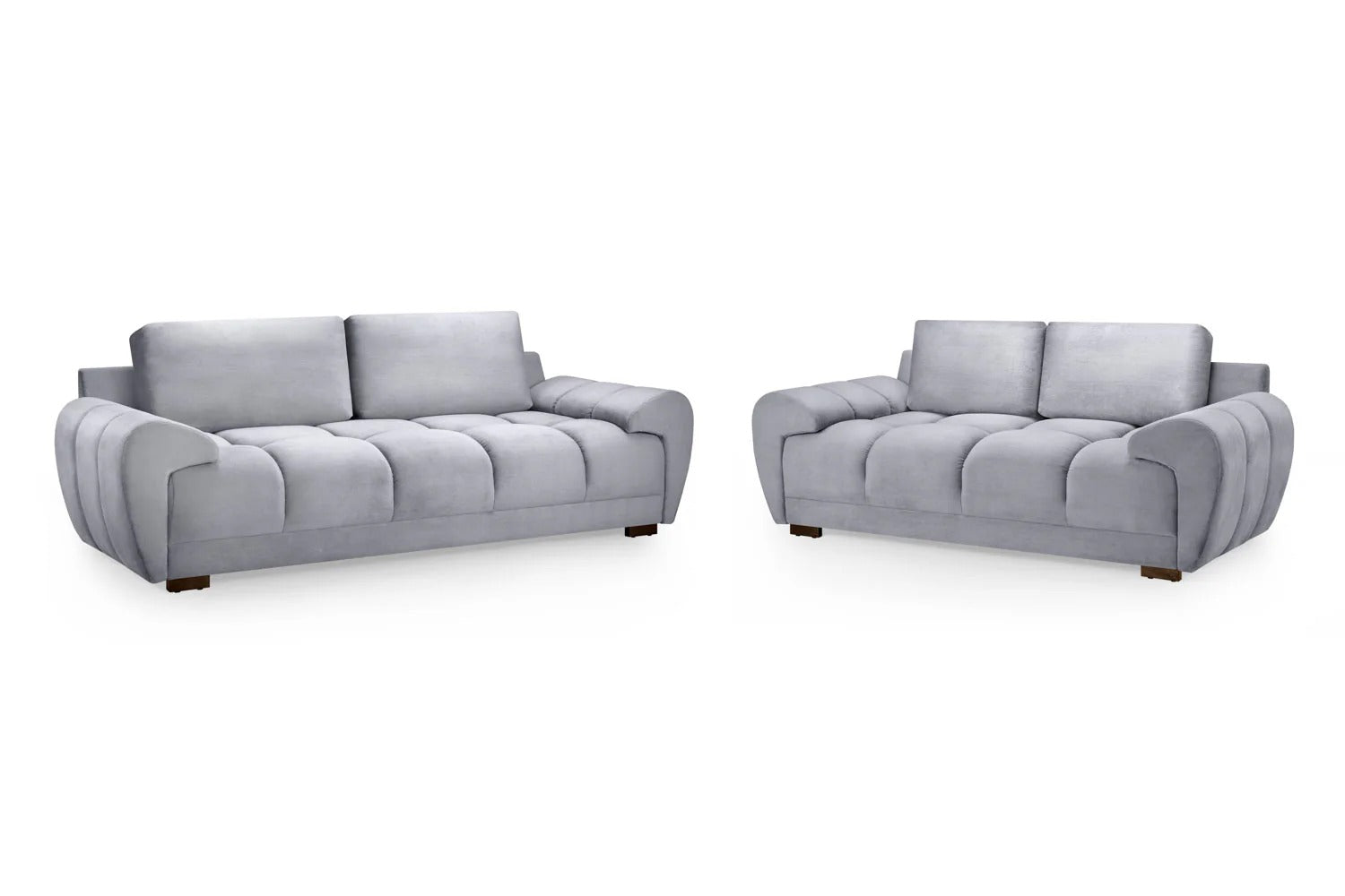 Azzuro Grey 3+2 Velvet Sofa Set