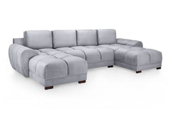 Azzuro Grey Velvet U-Shape Corner Sofa