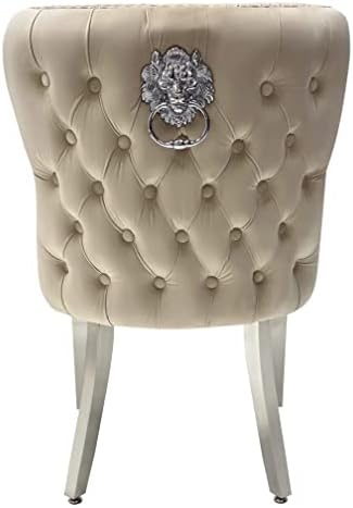 2 Valentino Lion Knocker Velvet Luxury Dining Chairs, Tufted button