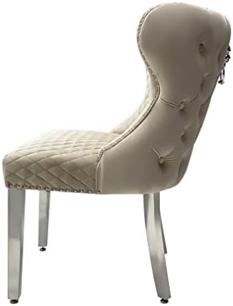 2 Valentino Lion Knocker Velvet Luxury Dining Chairs, Tufted button