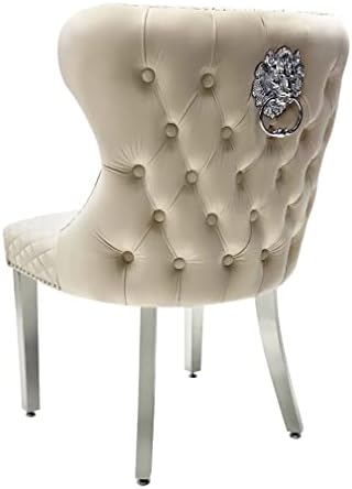 2 Valentino Lion Knocker Velvet Luxury Dining Chairs, Tufted button