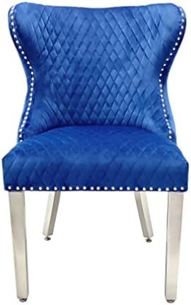 2 Valentino Lion Knocker Velvet Luxury Dining Chairs, Tufted button