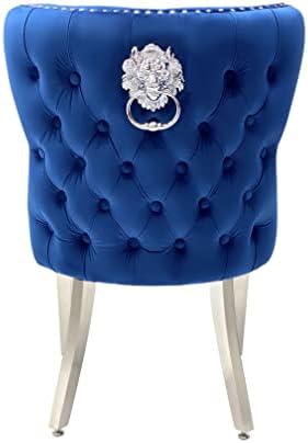 2 Valentino Lion Knocker Velvet Luxury Dining Chairs, Tufted button