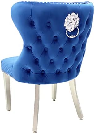 2 Valentino Lion Knocker Velvet Luxury Dining Chairs, Tufted button