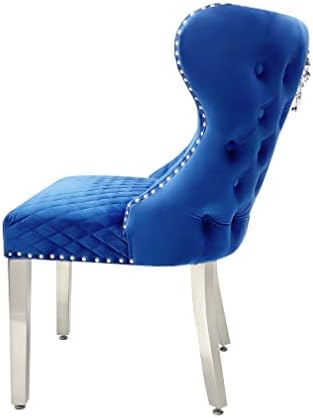 2 Valentino Lion Knocker Velvet Luxury Dining Chairs, Tufted button