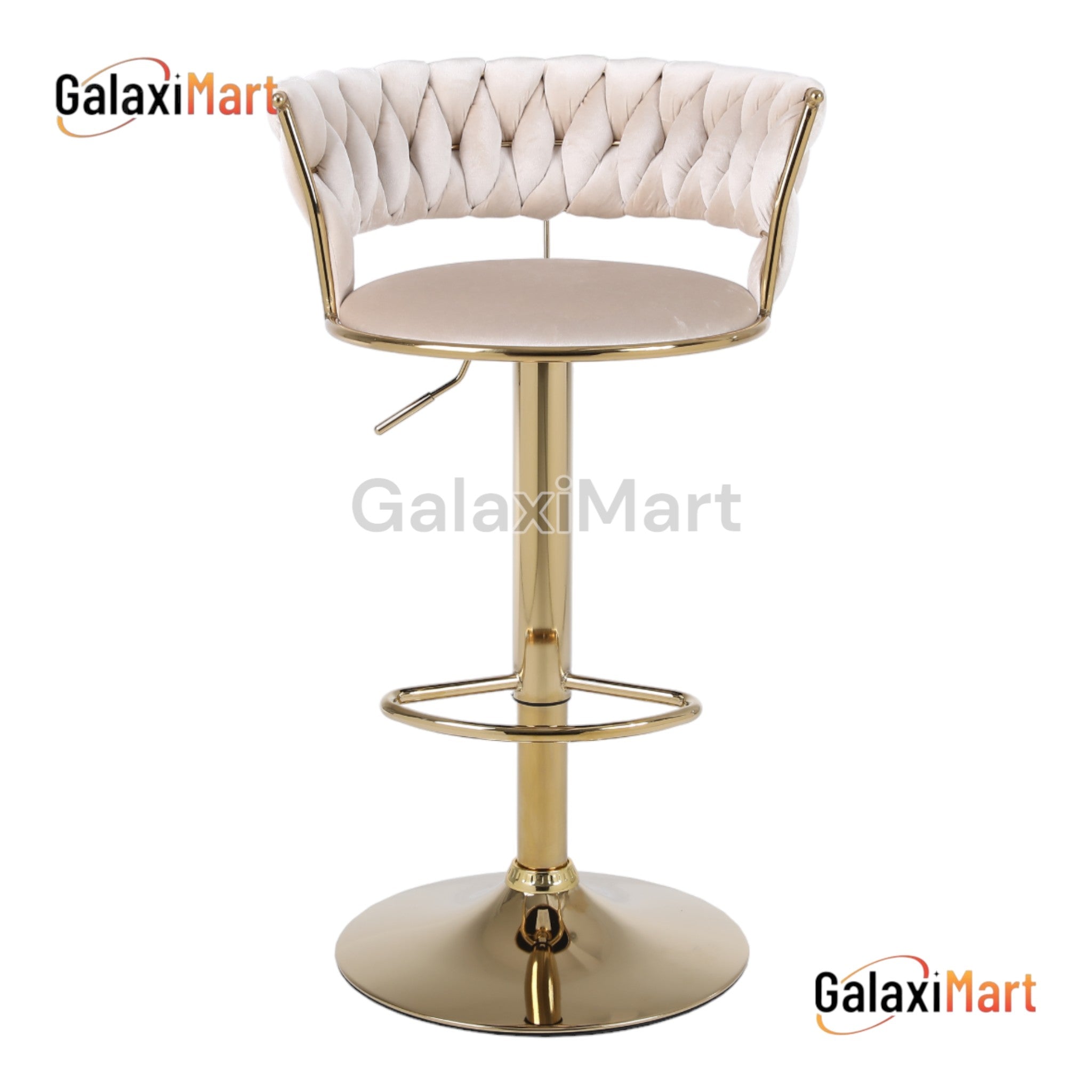 Camellia Luxury Velvet Bar Stools – Modern Quilted Bar Chairs with Gold Legs