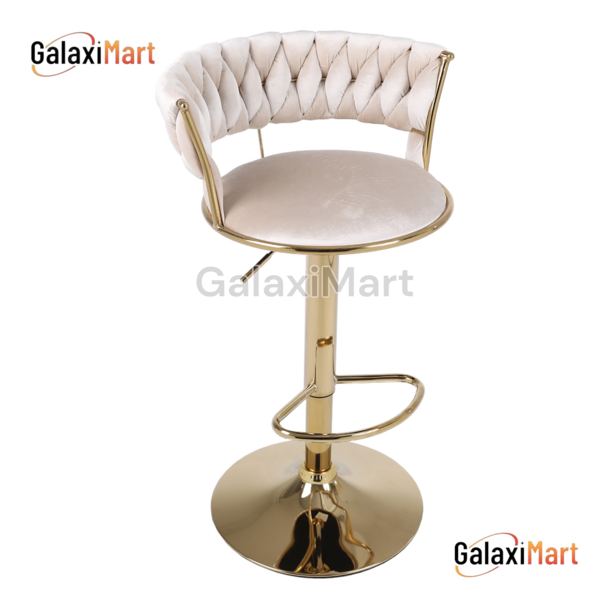 Camellia Luxury Velvet Bar Stools – Modern Quilted Bar Chairs with Gold Legs