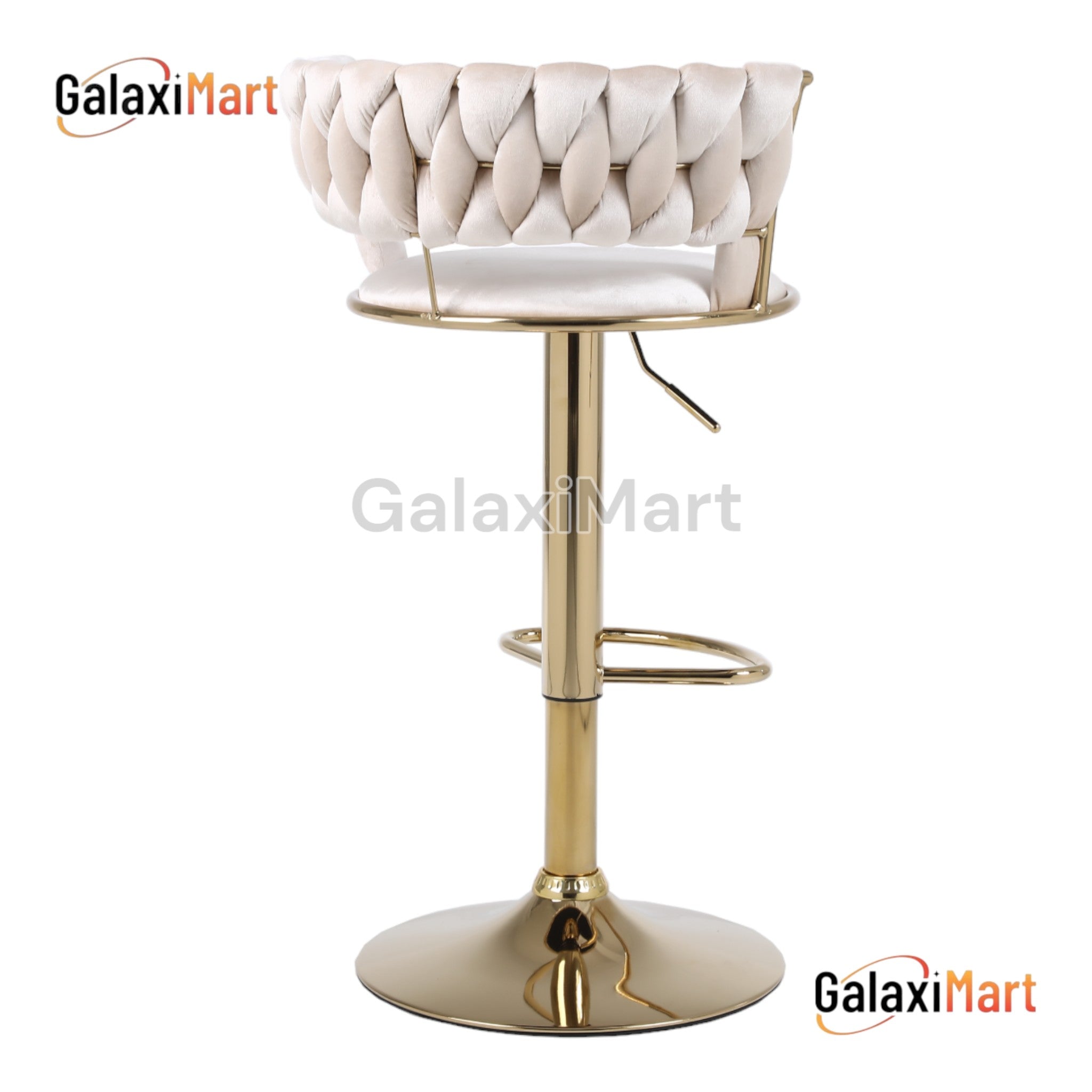 Camellia Luxury Velvet Bar Stools – Modern Quilted Bar Chairs with Gold Legs